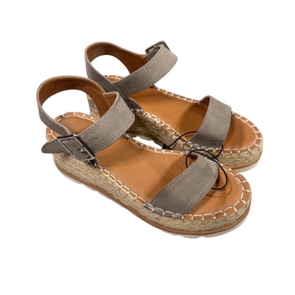 Universal Thread Espadrille Platform Sandals 6.5 Womens Taupe Grey Wedge